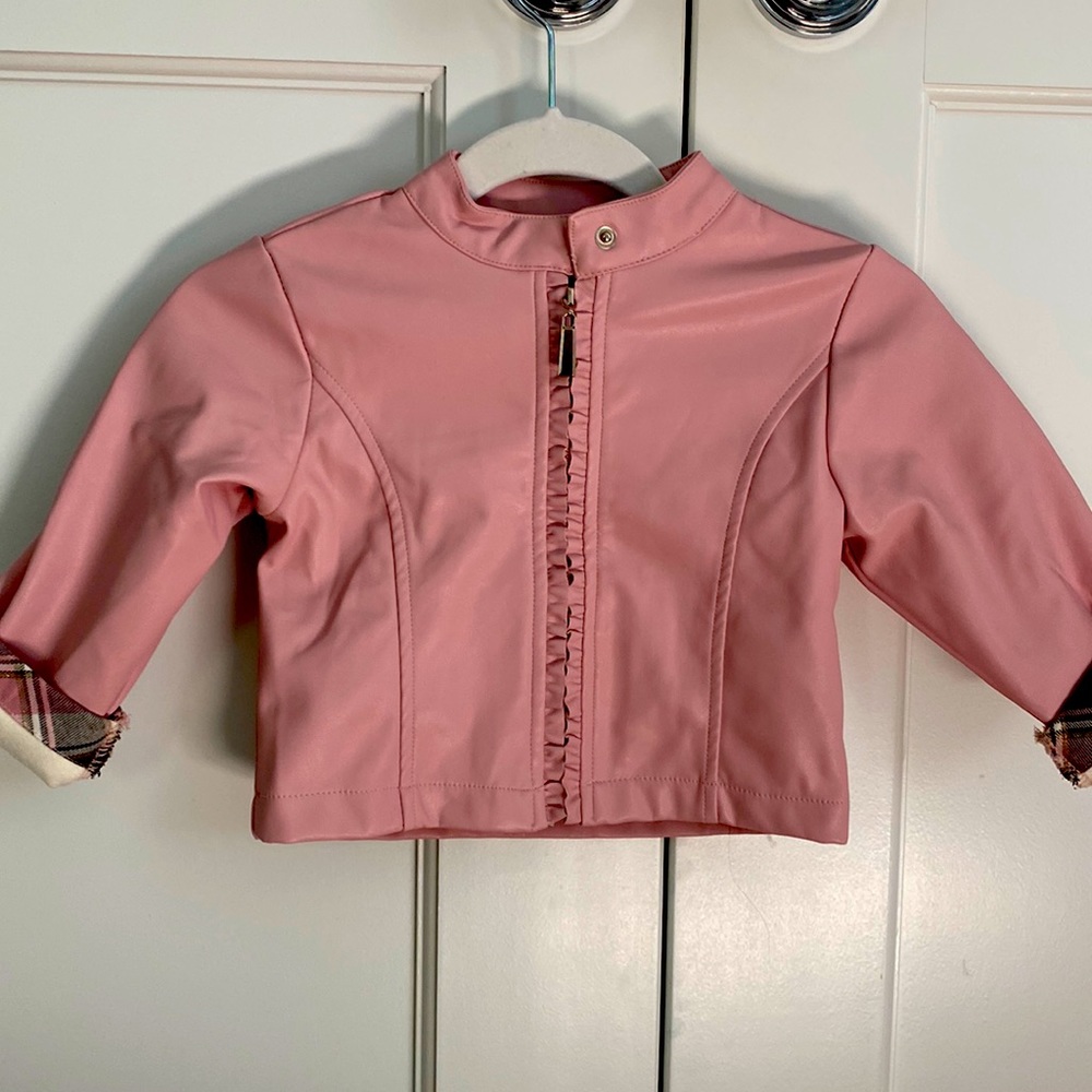 Toddler faux leather jacket pink